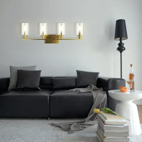 Costway 3-Light/4-Light Wall Sconce Modern Bathroom Vanity Light Fixtures with Clear Glass Shade {8}