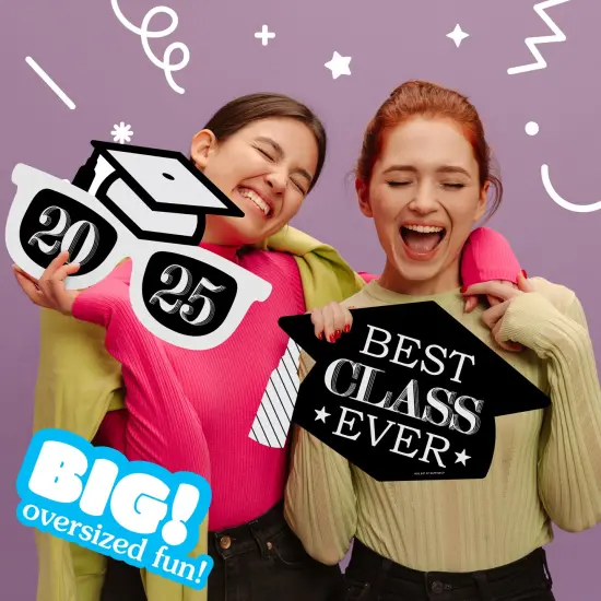 Big Dot of Happiness Graduation Cheers - Grad Cap, Megaphone, and Sunglasses Decorations - 2025 Graduation Party Large Photo Props - 3 Pc {3}
