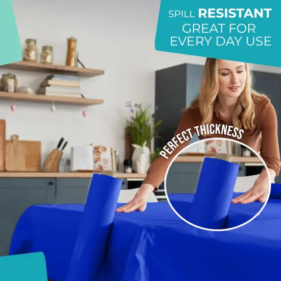 Exquisite Plastic Table Cover Roll &ndash; 40" x 100' Disposable Tablecloth Roll &ndash; Premium Thick 0.5 MIL Plastic Banquet Roll &ndash; Party Table Cover Roll for Events & Catering Dark Vlue {5}