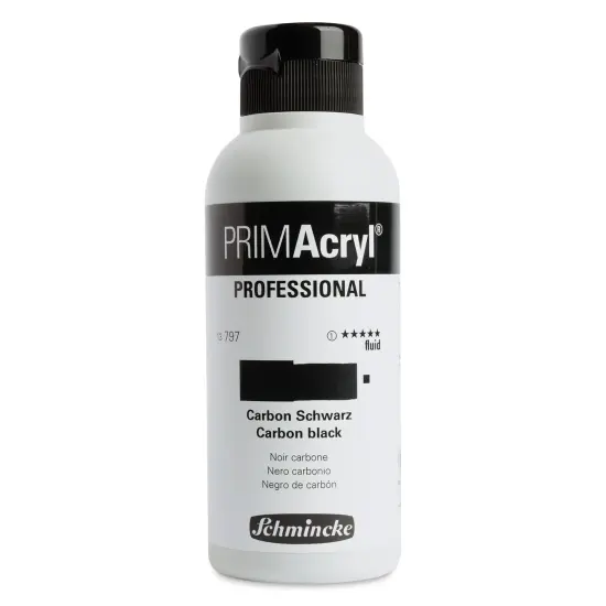 Schmincke Primacryl Professional Fluid Acrylic - Carbon Black, 250 ml bottle {1}
