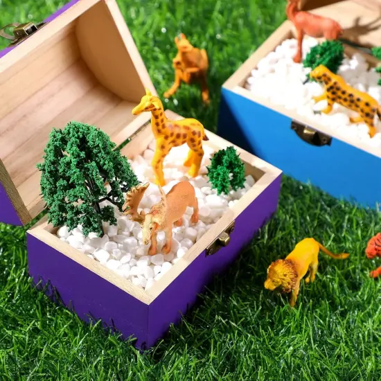 12 Pcs Unfinished Wooden Treasure Chest Boxes 4.7 x 3.5 x 3.1 Inch Mini Small DIY Treasure Chests Craft Bulk with Hinged Lid to Paint Party Gifts Prizes(Colorful) {5}