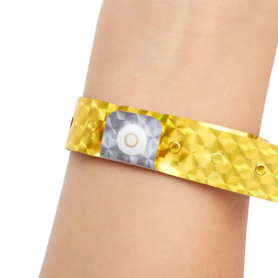 VIP Wristbands, Gold Holographic Plastic Bracelets (9.75 x 0.65 in, 100 Pack) {7}