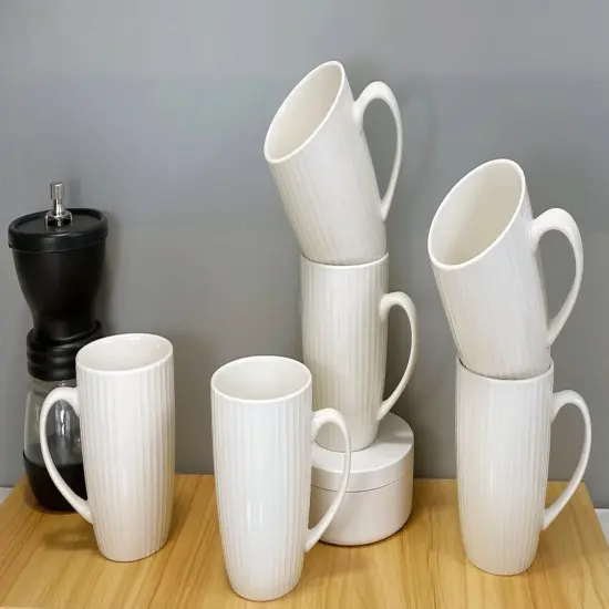 11 Ounce Porcelain Mugs, Set of 6 Coffee Mugs for Tea {4}