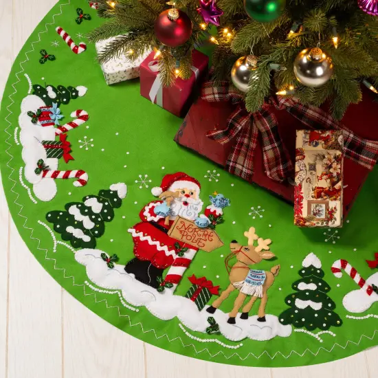 Bucilla Felt Tree Skirt Applique Kit 43" Round-North Pole This Way {4}