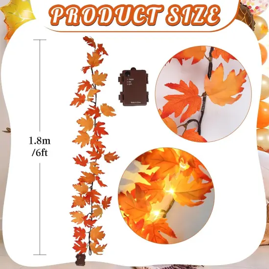 6FT Fall Garland with 24 LED Lights {4}