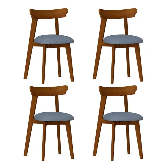 Costway Wood Dining Chairs Set of 2/4 with Rubber Wood Frame Padded Seat & Curved Backrest {8}