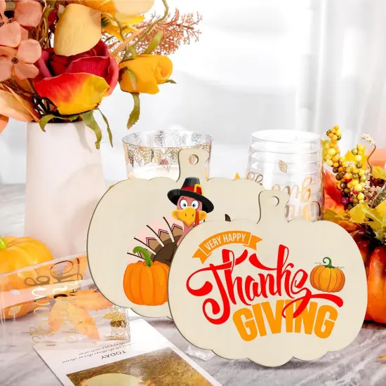 32 PCS Wooden Pumpkin Cutouts, 7.8 Inch Blank Pumpkin {3}