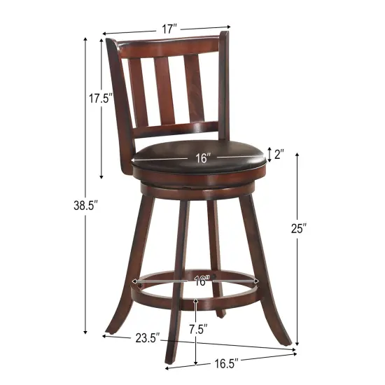 Costway Set of 4 25'' Swivel Bar stool Leather Padded Dining Kitchen Pub Bistro Chair {2}