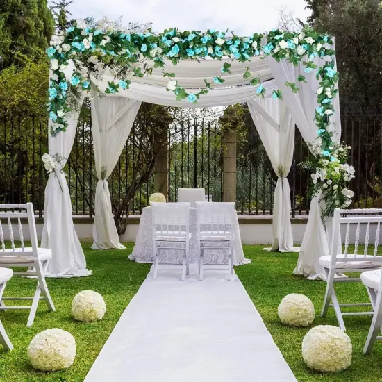 Artificial Rose Rattan Garland Fake Rose Vine Hanging Rose Ivy Baby Blue Flowers for Oh Boy Baby Shower Home Wedding Party Garden Craft Art Decoration {3}