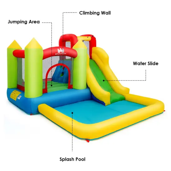 Costway Inflatable Bounce House Water Slide Jump Bouncer Climbing Wall Splash Pool Blower Excluded {6}