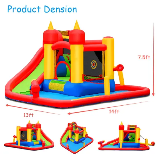 Costway Inflatable Water Slide Jumping Bounce House Bouncy Splash Pool {2}