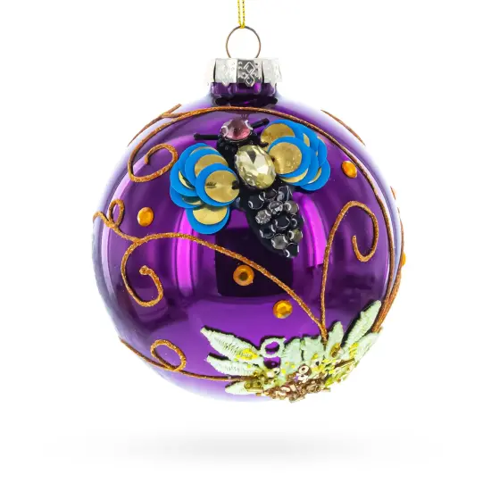 Purple Jewel Butterfly Glass Ball Christmas Ornament {1}
