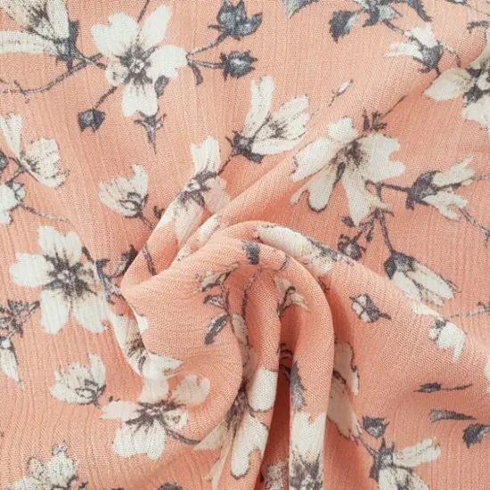 1 Yard Coral Rayon Crinkle Fabric with Soft Crepon Texture for Breezy Blouses Flowing Dresses and Skirts 50/52 Inch Width {1}