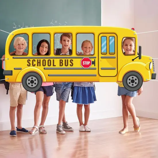Selfie Frame Yellow Bus Background Banner for Students {4}