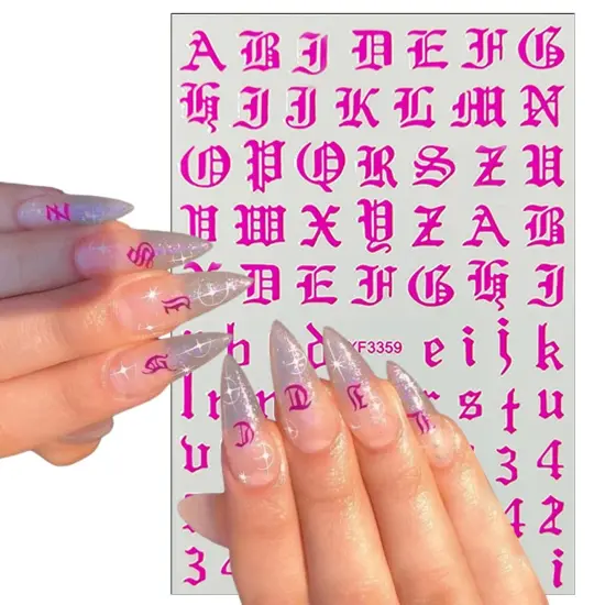 8 Sheets Old English Nail Sticker 3D Self-Adhesive {4}