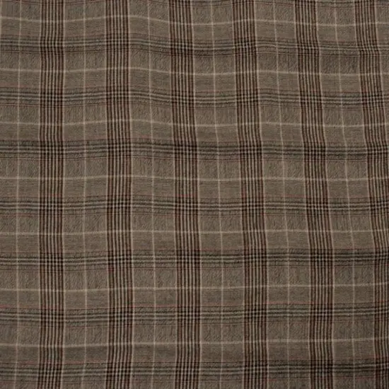 1 Yard Taupe Black Rayon Yarn Dyed Plaid Fabric, 50/51" Wide, Lightweight Apparel Material {2}