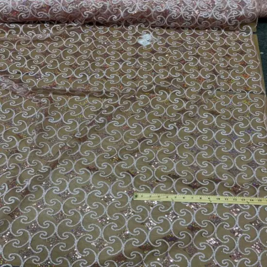 1 Yard Pyramid Lace Fabric by the Yard with Stretch and Sheen 55" Width Blush {1}