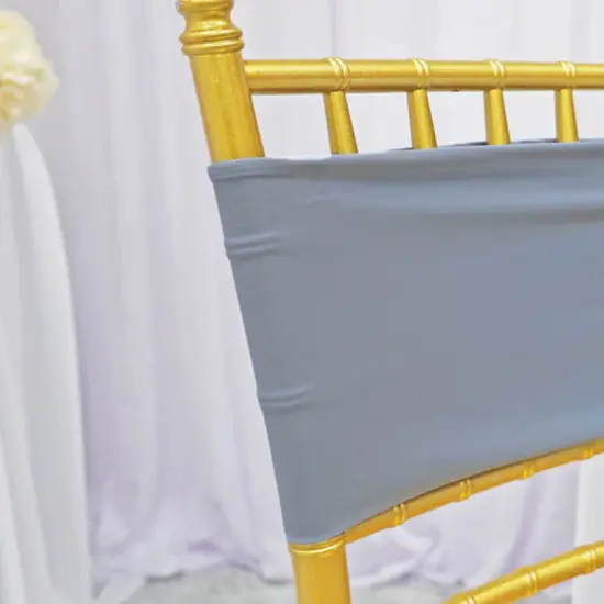 10 Pieces Soft Dusty Blue Stretch Spandex Chair Bands 7 x 13 Inches {5}