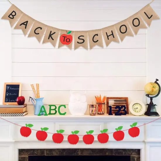 Back to School Burlap Banners Felt Apple Garland {4}