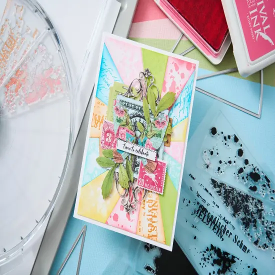 Sizzix A5 Clear Stamps W/Framelits Dies By 49 And Market-Build-A-Burst Artsy Lace Mix {5}