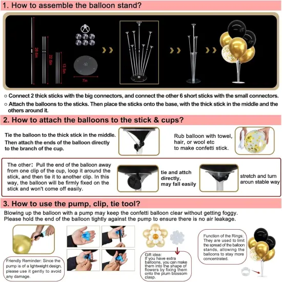 4 Set Black Gold Balloon Centerpieces {2}