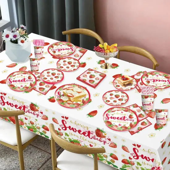 239pcs Strawberry Baby Shower Decorations for Sweet Girl (Red Pink and Gold) {5}