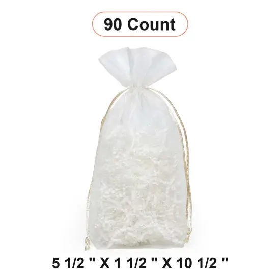 Flat Bottom Organza Bags 5 1/2'' x 11/2'' x 10 1/2'' for Special Occasions Ivory {1}