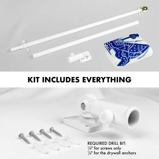 G128 - 5 Feet Tangle Free Spinning Flagpole (White) US Army Flag Double Sided Brass Grommets Embroidered 2x3 ft (Flag Included) Aluminum Flag Pole {2}