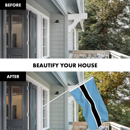 G128 Combo Pack: 6 Ft Tangle Free Aluminum Spinning Flagpole (White) & Botswana Batswana Flag 3x5 Ft, LiteWeave Pro Series Printed 150D Polyester | Pole with Flag Included {3}