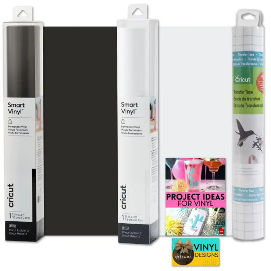 Cricut Smart Permanent Vinyl Tuxedo Bundle - 3ft Adhesive Vinyl Rolls {1}