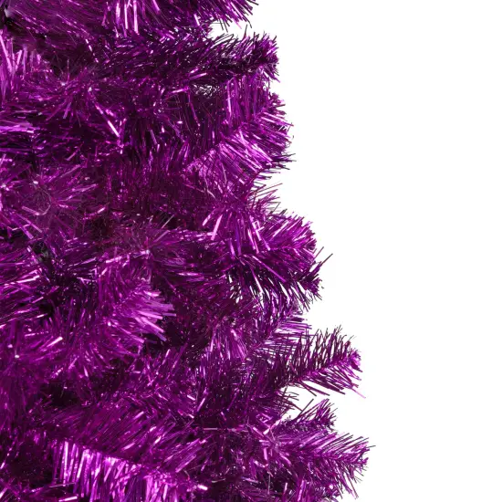 Northlight Artificial Tinsel Christmas Tree - 7' - Purple - Unlit {4}