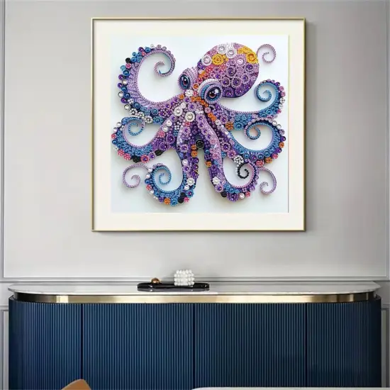 5D Diamond Painting Kits for Beginners,Animal Special Shape Diamond Art Kits for Purple Octopus DIY Crystal Rhinestones Paint by Diamonds and Crafts for Adults Home Wall Decor 12 X 12inch {2}