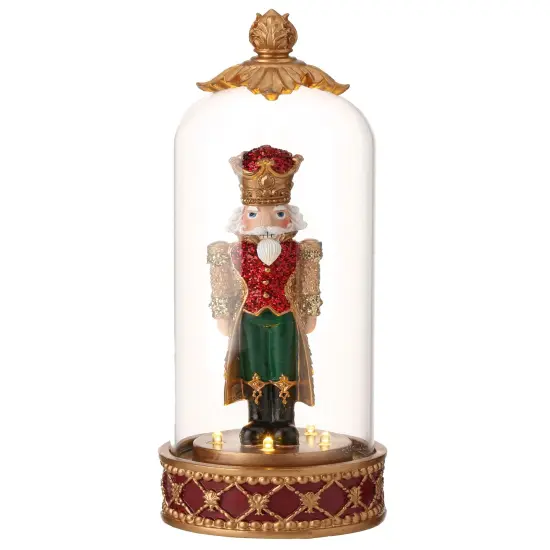 13.5" Resin LED Nutcracker Cloche with Timer &ndash; Christmas Decorations Set {5}