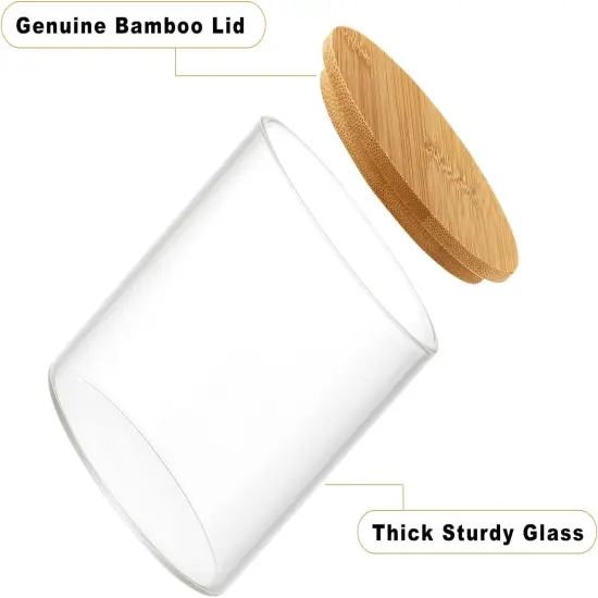 3 Pack Glass Qtip Holder Dispenser, 20 oz and 11 oz Clear Glass Apothecary Jars, Bathroom Vanity Canisters Organizer Jars for Cotton Swabs, Balls, Rounds, Pads, Floss, Bath Salts {3}