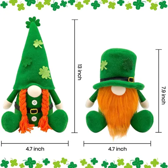 St Patricks Day Decorations Gnome Plush Home Table Ornament Decor Green Irish Faceless St Patricks Day Gnome for St Patricks Day Gifts Faceless Dwarf Swedish Tomte Leprechaun {6}
