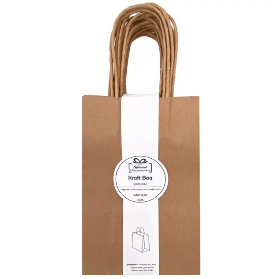 Angels Special Occasions 12 Pack Kraft Bag 8" x 5" - Natural Color {1}