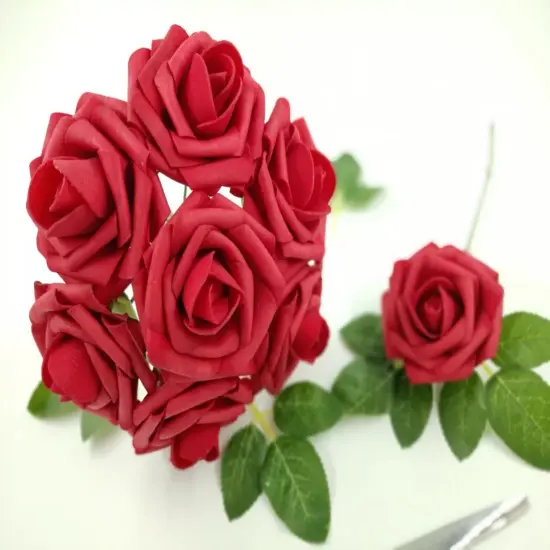 25pcs Artificial Flowers Real Looking Foam Roses Decoration DIY Wine {3}