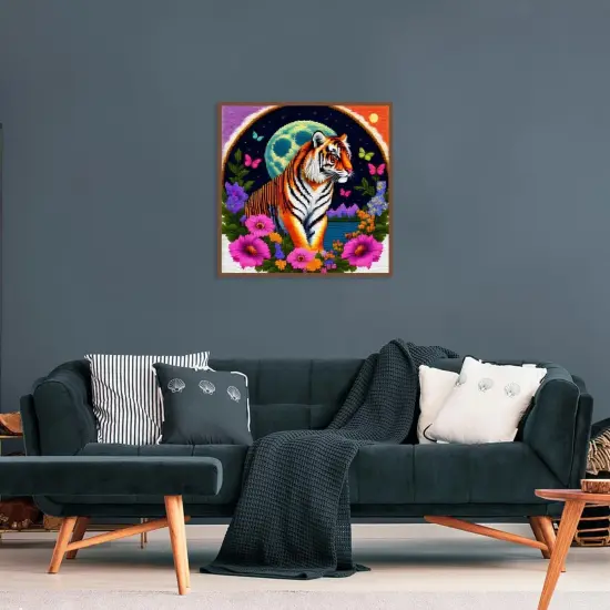 Diamond Painting Kits for Adults - Tiger Flower Diamond Art Kits 5D Paintings with Diamond Dots Full Drill Gem Art and Crafts,for DIY Gift and Home Decor 12X12inch {2}