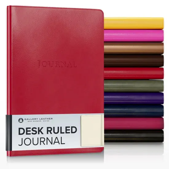 Gallery Leather Journal - Crafted in Maine, USA - Elegant Leather Writing Notebook with 192 Lined Pages - A Timeless Space for Your Thoughts - 8x5.5, Desk Lined Camden Red {1}