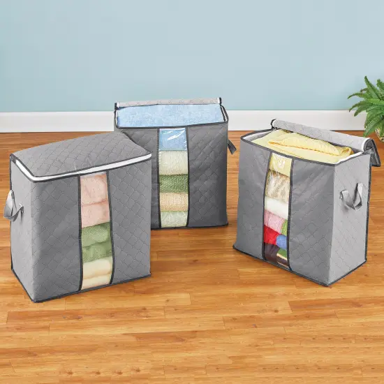 Collections Etc Large All-Around Zippered Storage Bags with Handles - Set of 3 {1}