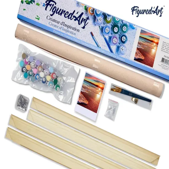 Figured'Art Paint by Numbers Kit for Adults Sea Foam 16"x20" - Craft Art Painting Rolled Canvas with DIY wooden frame {5}