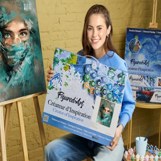 Figured'Art Paint by Numbers Kit for Adults with Frame Beautiful Eyes 16"x20" - Craft Art Painting DIY Kit Canvas Already Stretched on a Wooden Frame {2}