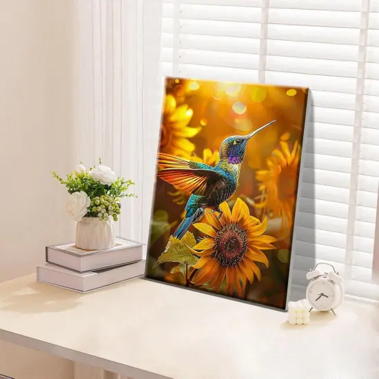 Hummingbird Paint by Numbers Kit for Adults with Frame Landscape Paint by Number with Easel DIY Flower Adult Paint by Number Kits Sunflower Paint by Numbers Kit for Home Wall Decor {4}