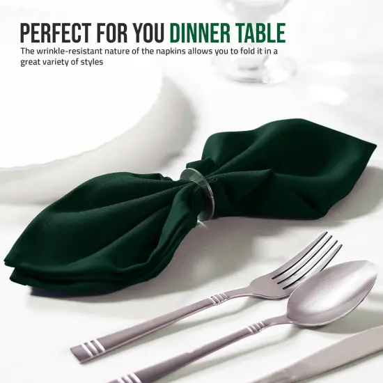 Hunter Green Cloth Napkins (12 Pack, 20x20 Inches), Ideal Dinner Napkins for Party, Wedding and Lunch/Dinner {2}