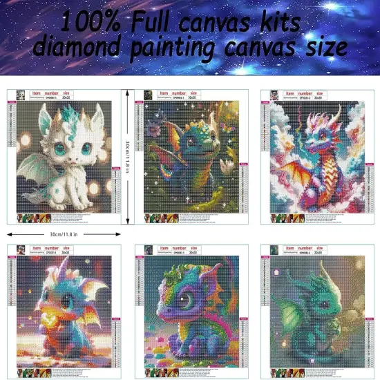Diamond Painting Kits for Adults - 6 Pack Little Dragon {4}