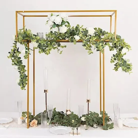 48" Gold Metal Rectangular Top Flower Stand Centerpiece Party Events Decorations {2}
