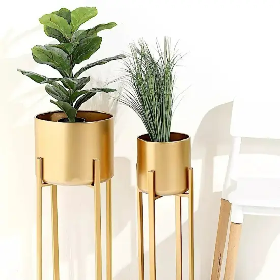2 Gold Metal Planter Stand Decorative Indoor Flower Pots Party Events Supplies {2}
