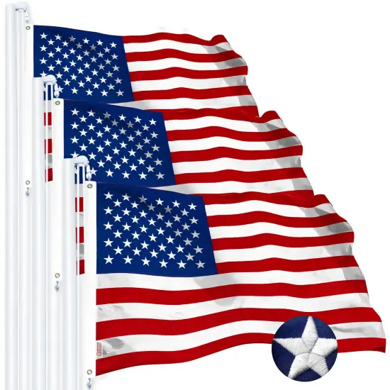 G128 3 PACK: USA American Flag 2x3FT Embroidered Spun Polyester {1}