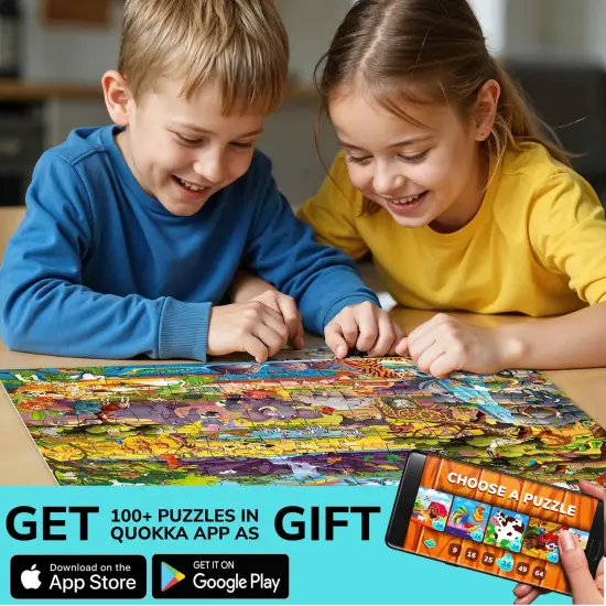 100 Pcs Jigsaw Puzzle for Kids | Safari Animals Learning Game {4}