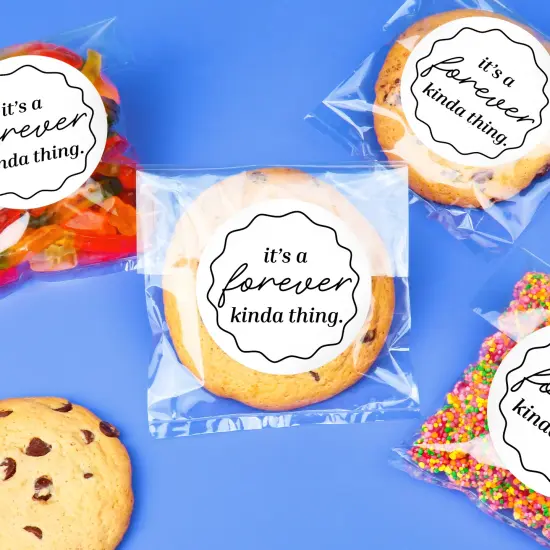 Big Dot of Happiness It's a Forever Kinda Thing Stickers and Clear Cookie Bags, Cellophane Treat Bags 4.25x7 IN for Candy or Baked Goods - 25 Count {3}